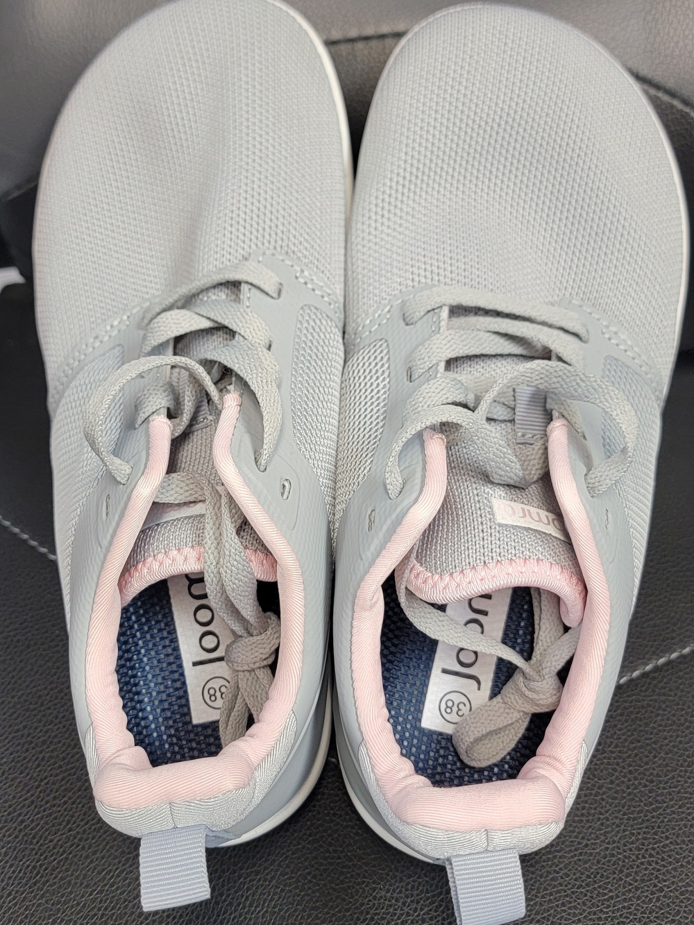 Girls' Light Gray Sneakers with Pink Trim - Comfort Play Shoes